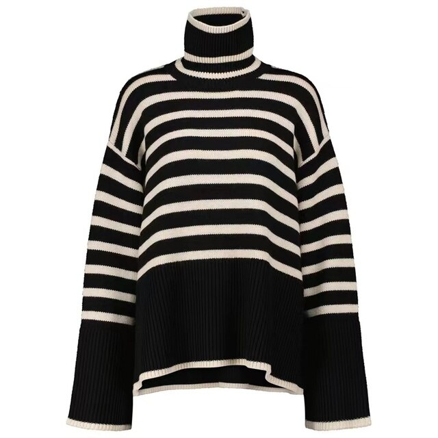 Sophisticated Striped Turtleneck Sweater