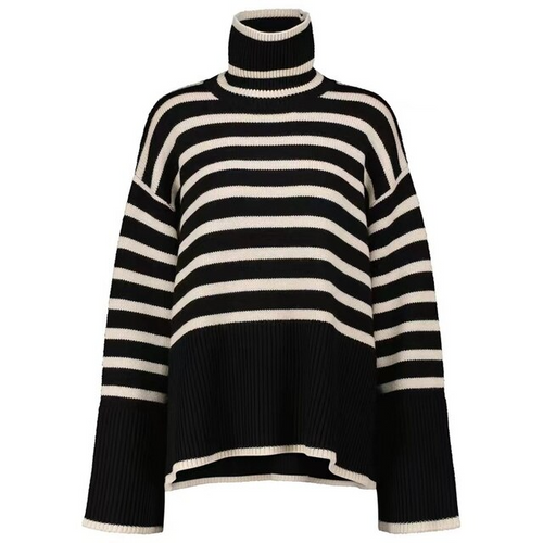 Sophisticated Striped Turtleneck Sweater