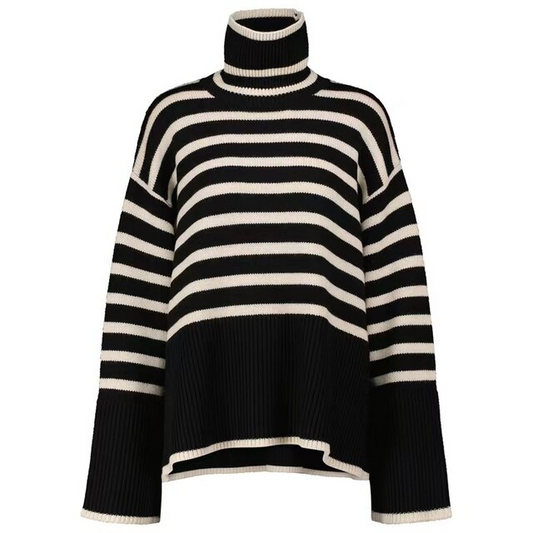 Sophisticated Striped Turtleneck Sweater