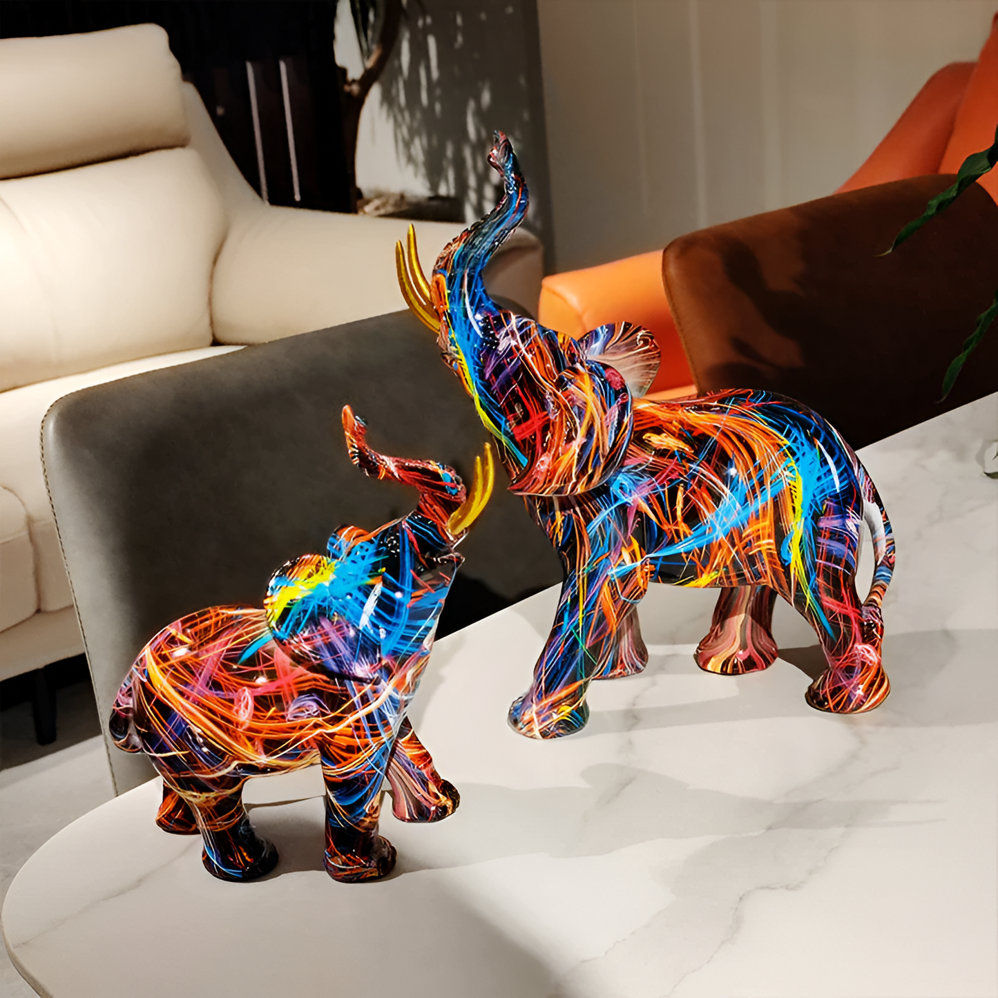Colorful Elephant Figurine – Artistic Decor with Vibrant Designs
