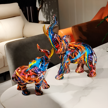 Colorful Elephant Figurine – Artistic Decor with Vibrant Designs