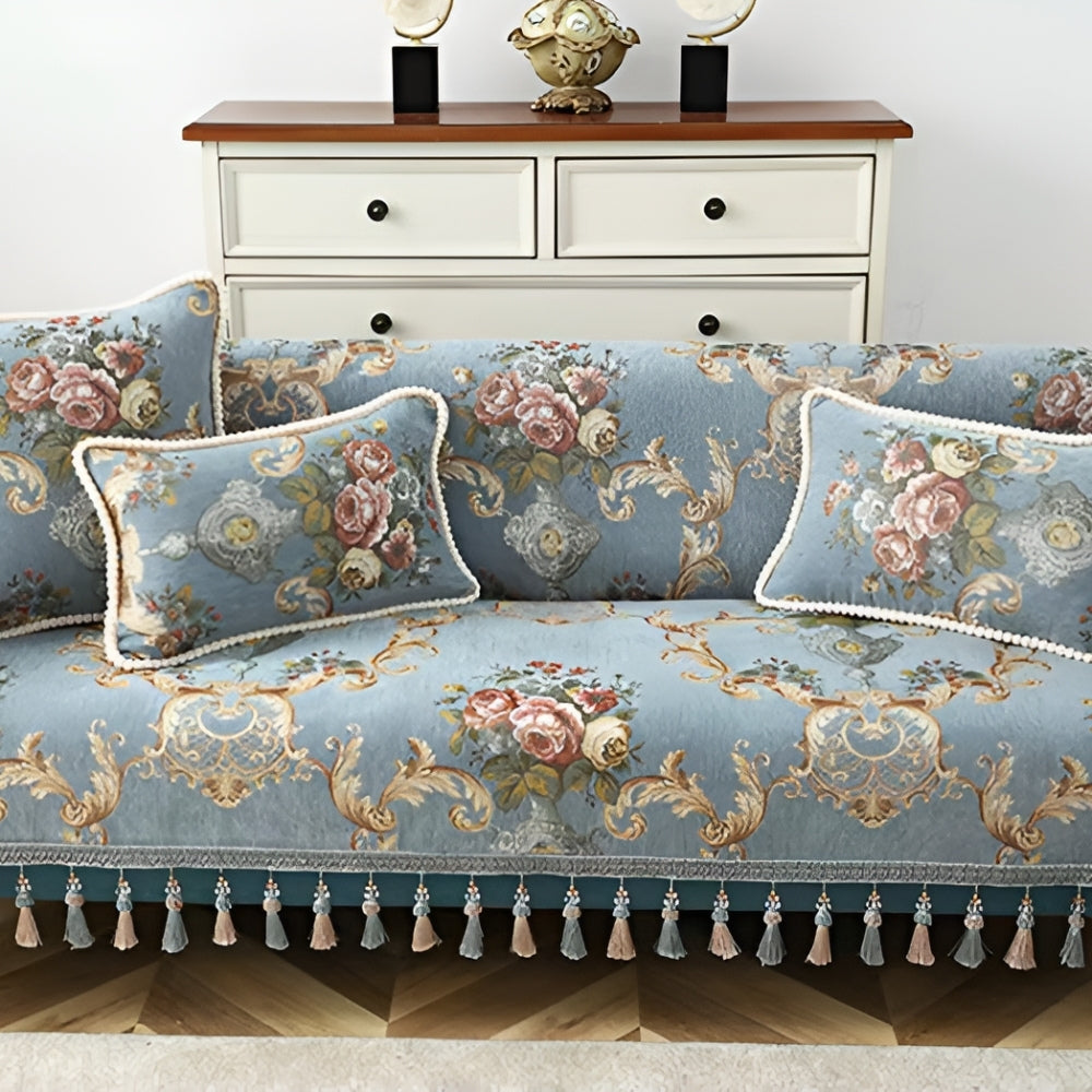 Sophisticated Chenille Cushion Cover with Beaded Trim