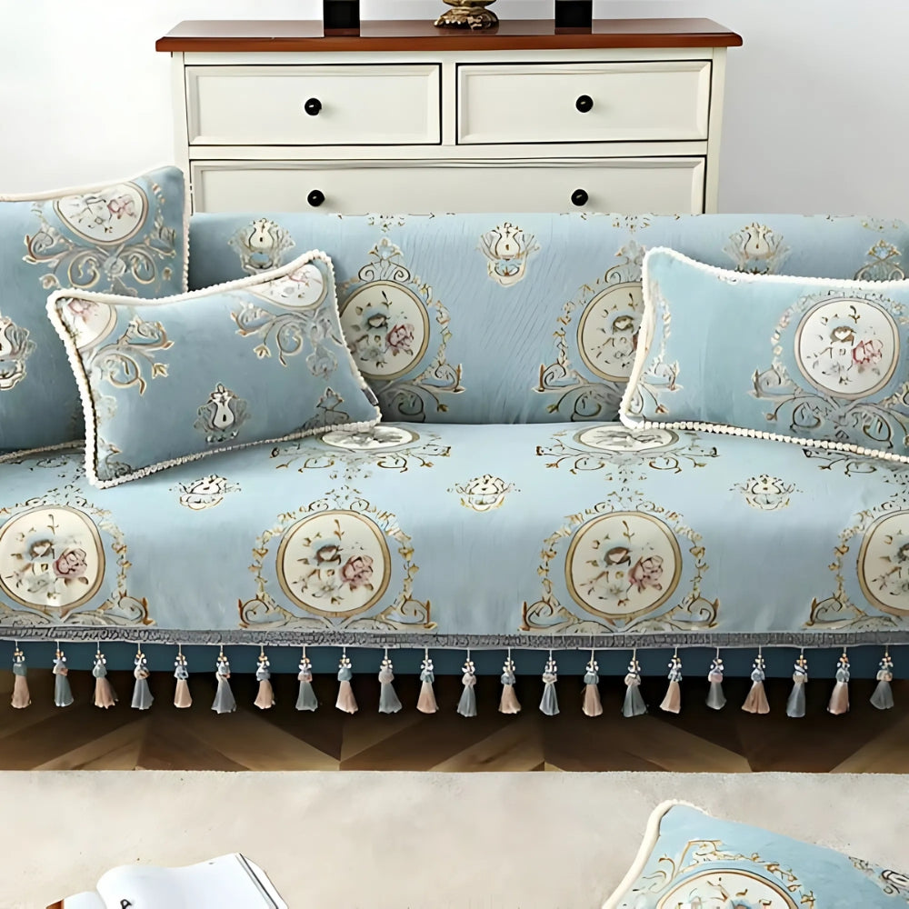 Sophisticated Chenille Cushion Cover with Beaded Trim