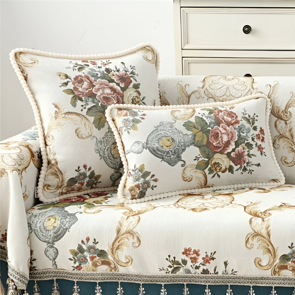 Sophisticated Chenille Cushion Cover with Beaded Trim