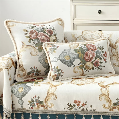 Sophisticated Chenille Cushion Cover with Beaded Trim