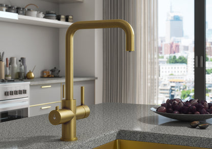 Instant Boiling Water Tap – 3-in-1 Design with Brushed Gold Color