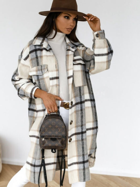 Chic Checked Overcoat for Women - Elevate Your Style
