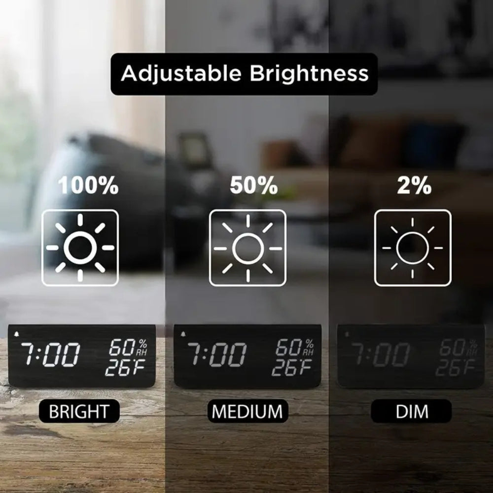 TranquilWood Smart LED Alarm Clock with Digital Display