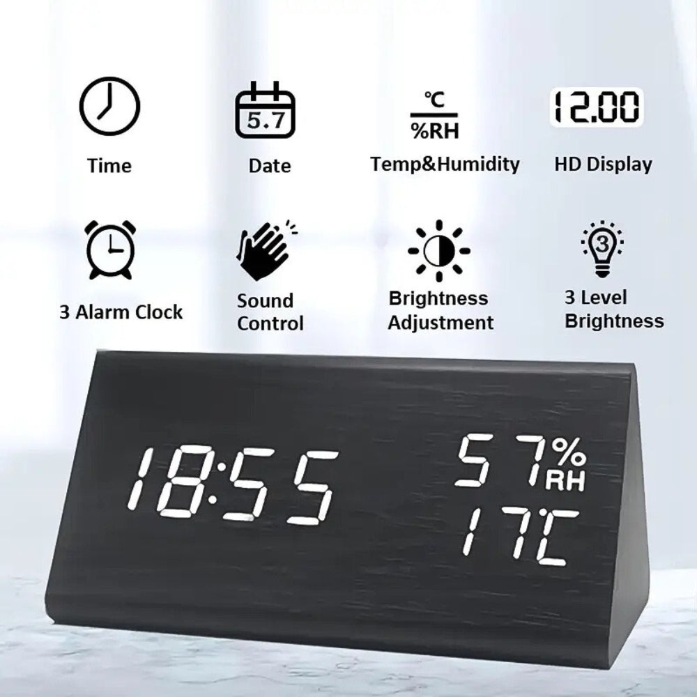 TranquilWood Smart LED Alarm Clock with Digital Display
