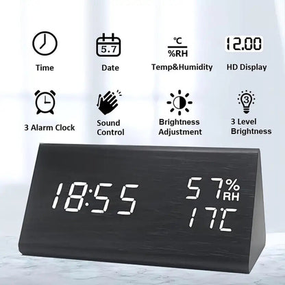 TranquilWood Smart LED Alarm Clock with Digital Display