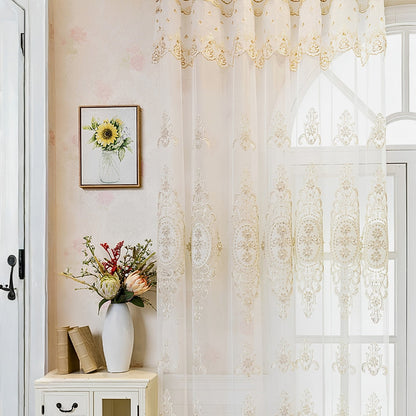 Luxe Sheer Lace Window Drapes with Elegant Embroidery