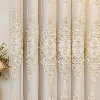 Luxe Sheer Lace Window Drapes with Elegant Embroidery