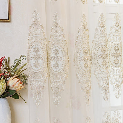 Luxe Sheer Lace Window Drapes with Elegant Embroidery
