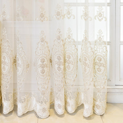 Luxe Sheer Lace Window Drapes with Elegant Embroidery