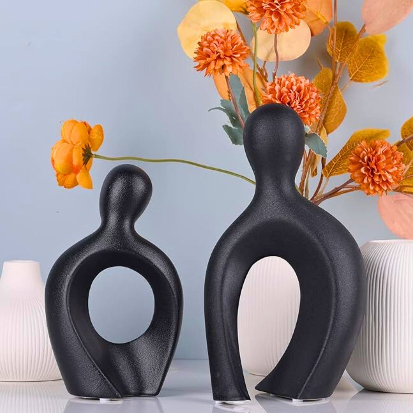 Modern Ceramic Sculpture of Abstract Couple – Unique Home Decoration