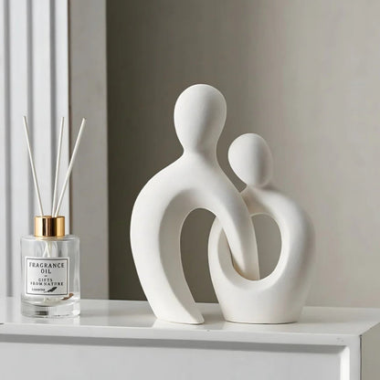 Modern Ceramic Sculpture of Abstract Couple – Unique Home Decoration
