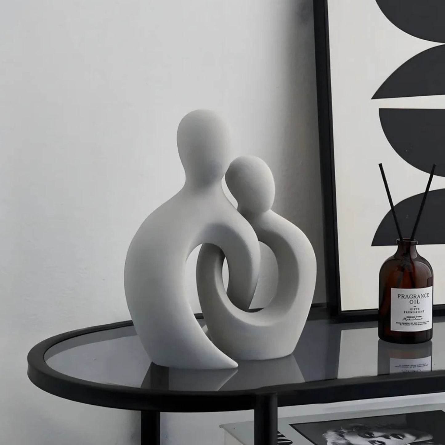 Modern Ceramic Sculpture of Abstract Couple – Unique Home Decoration