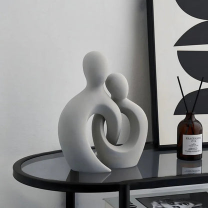 Modern Ceramic Sculpture of Abstract Couple – Unique Home Decoration