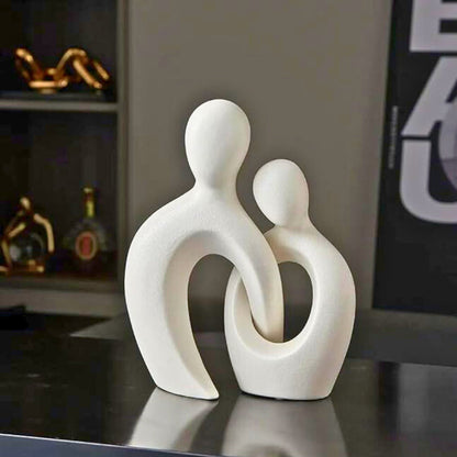 Modern Ceramic Sculpture of Abstract Couple – Unique Home Decoration