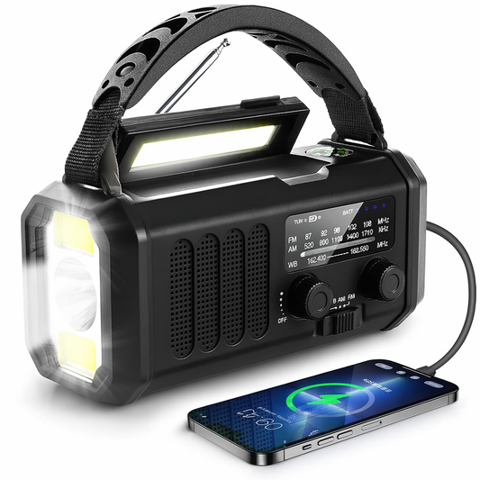Emergency Radio with Power Bank, LED Light, Dynamo, and Compass