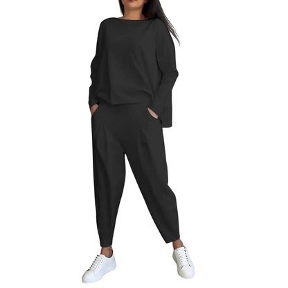 Women's High-Waisted Pants and Sweatshirt 2-Piece Lounge Set