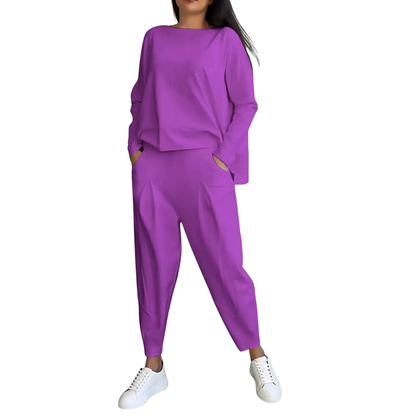 Women's High-Waisted Pants and Sweatshirt 2-Piece Lounge Set