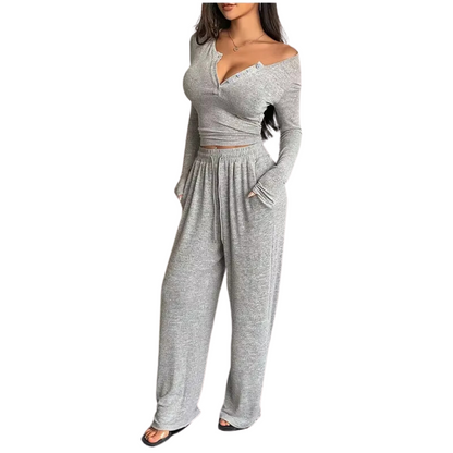 Cozy Loose-Fit Sweater and Wide-Leg Trousers