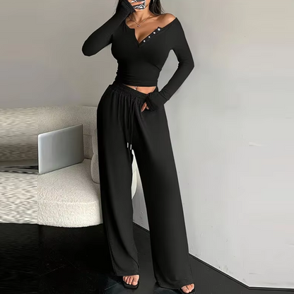 Cozy Loose-Fit Sweater and Wide-Leg Trousers