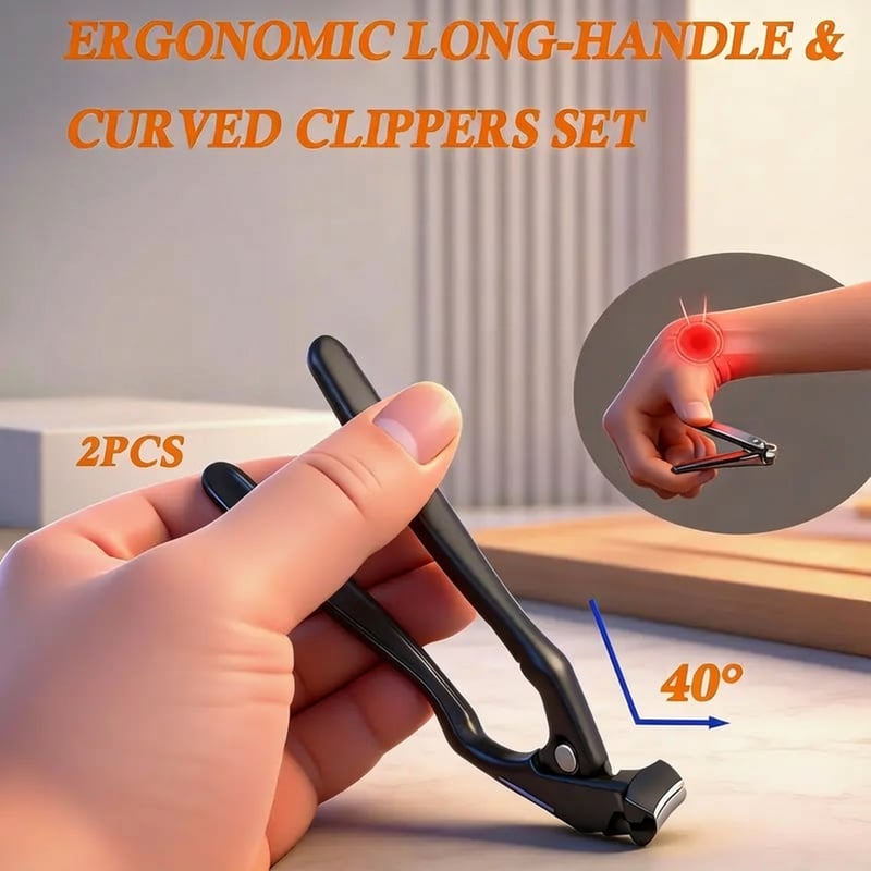 Precision Nail Clipper with Extended Grip & Angle Tip
