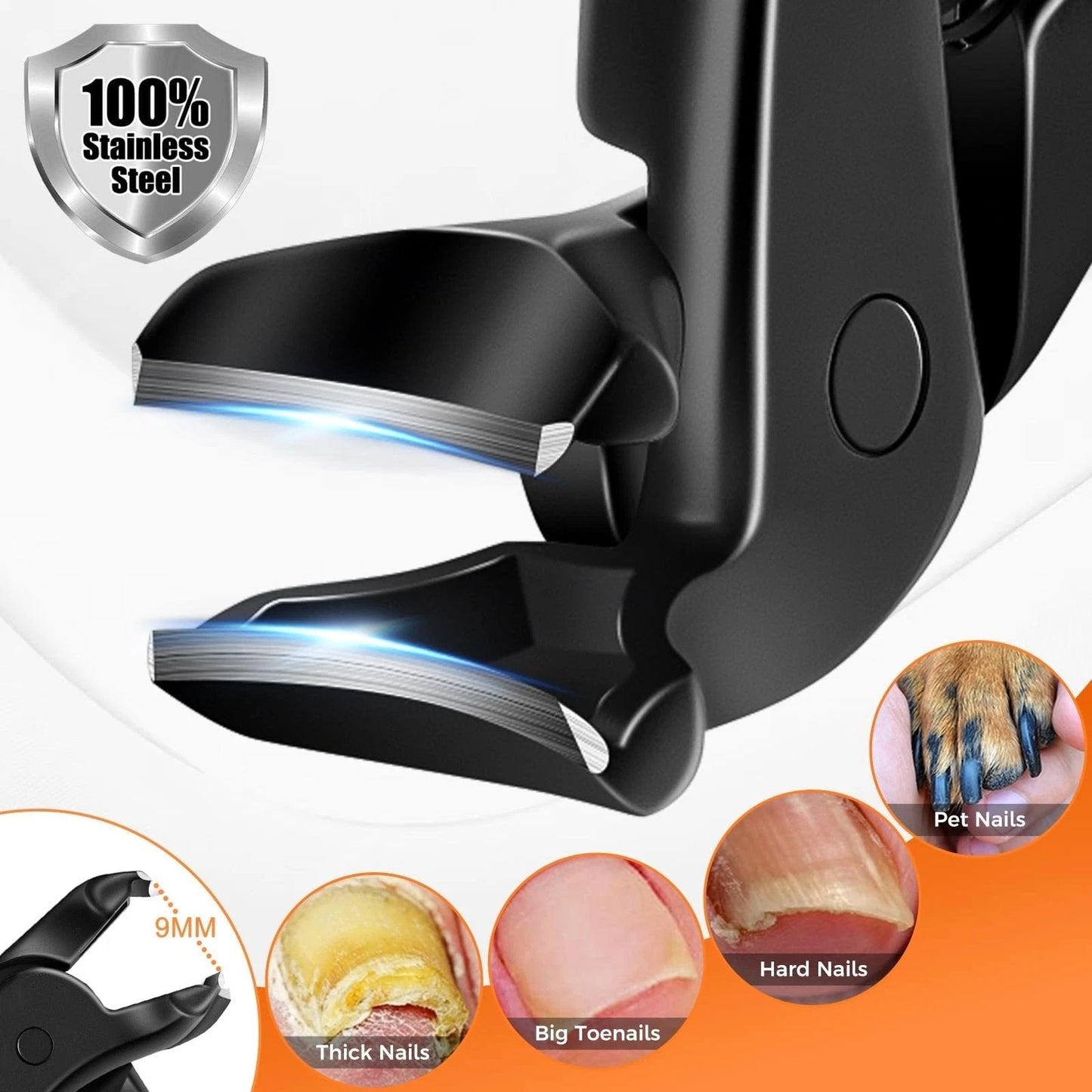 Precision Nail Clipper with Extended Grip & Angle Tip