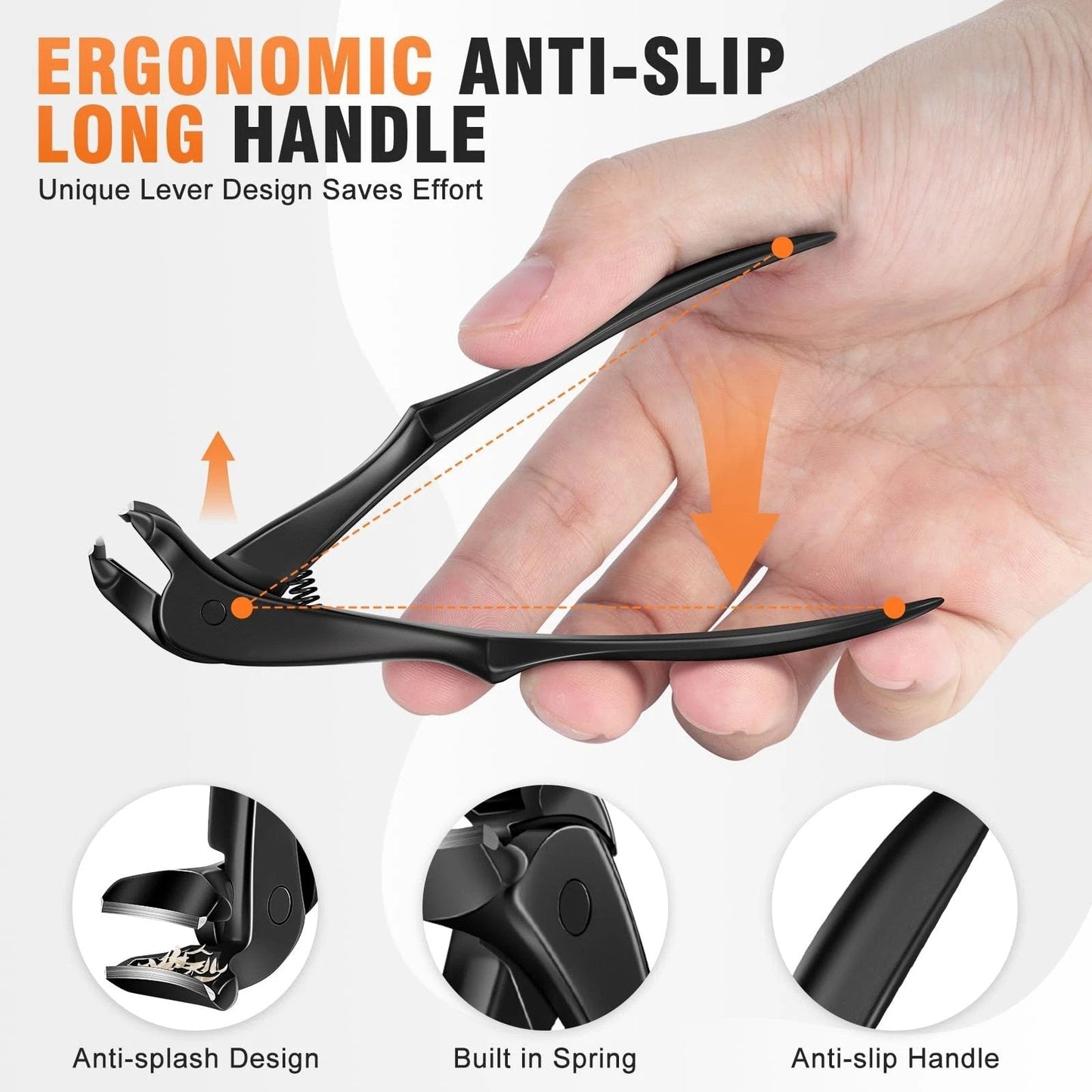 Precision Nail Clipper with Extended Grip & Angle Tip