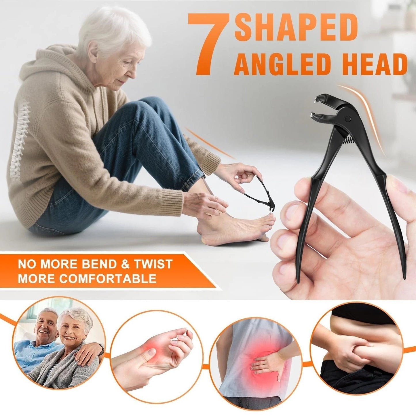 Precision Nail Clipper with Extended Grip & Angle Tip