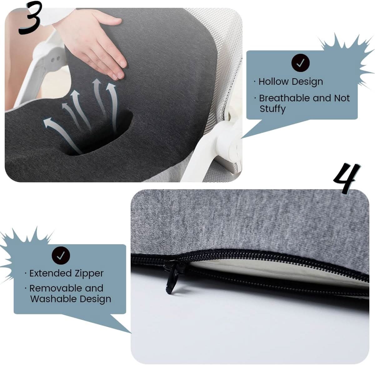 Memory Foam Cushion for Posture and Comfort – Ergonomic Support Pad