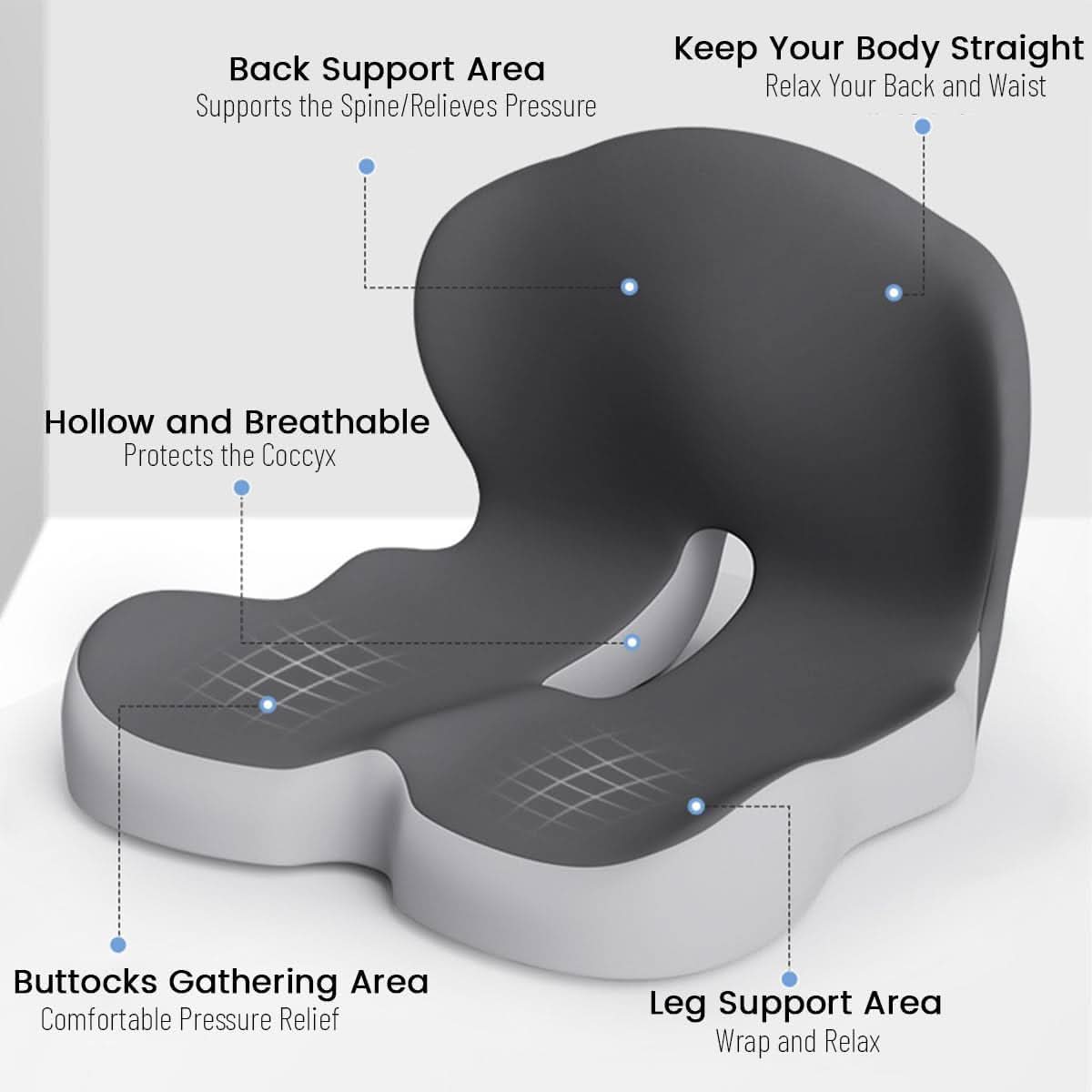 Memory Foam Cushion for Posture and Comfort – Ergonomic Support Pad