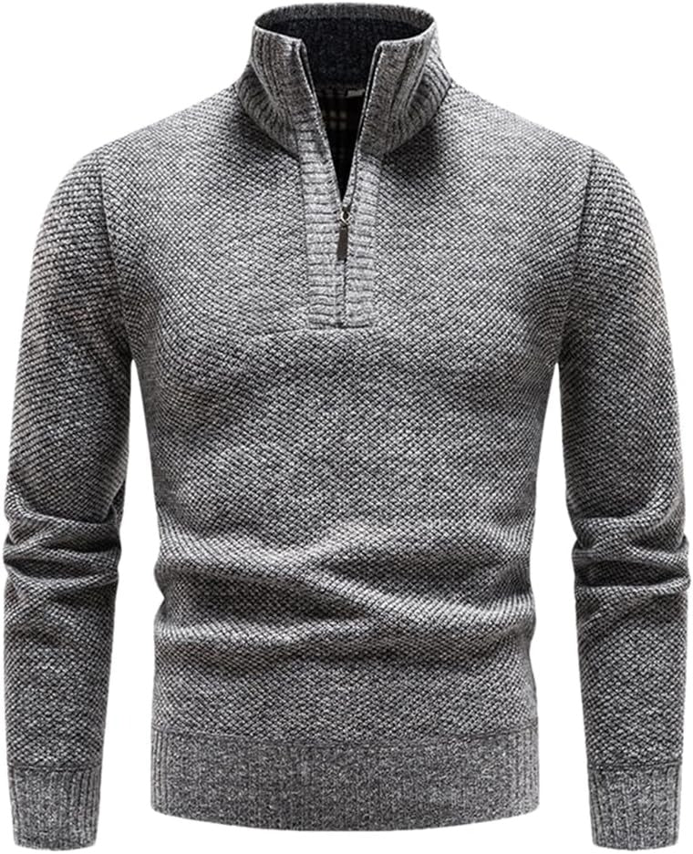 Chic Thermal Pullover with Half-Zip for Modern Men