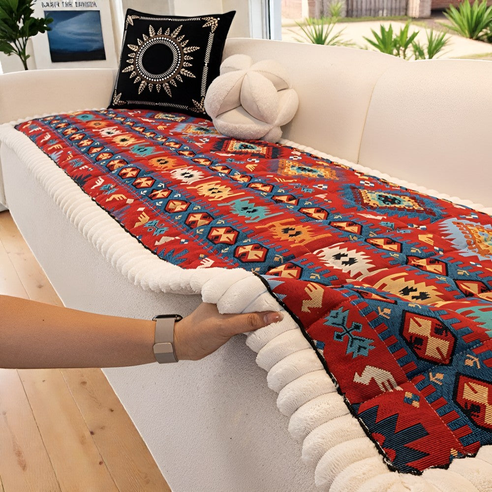 Bohemian-Inspired Quilted Slip-Resistant Sofa Protector
