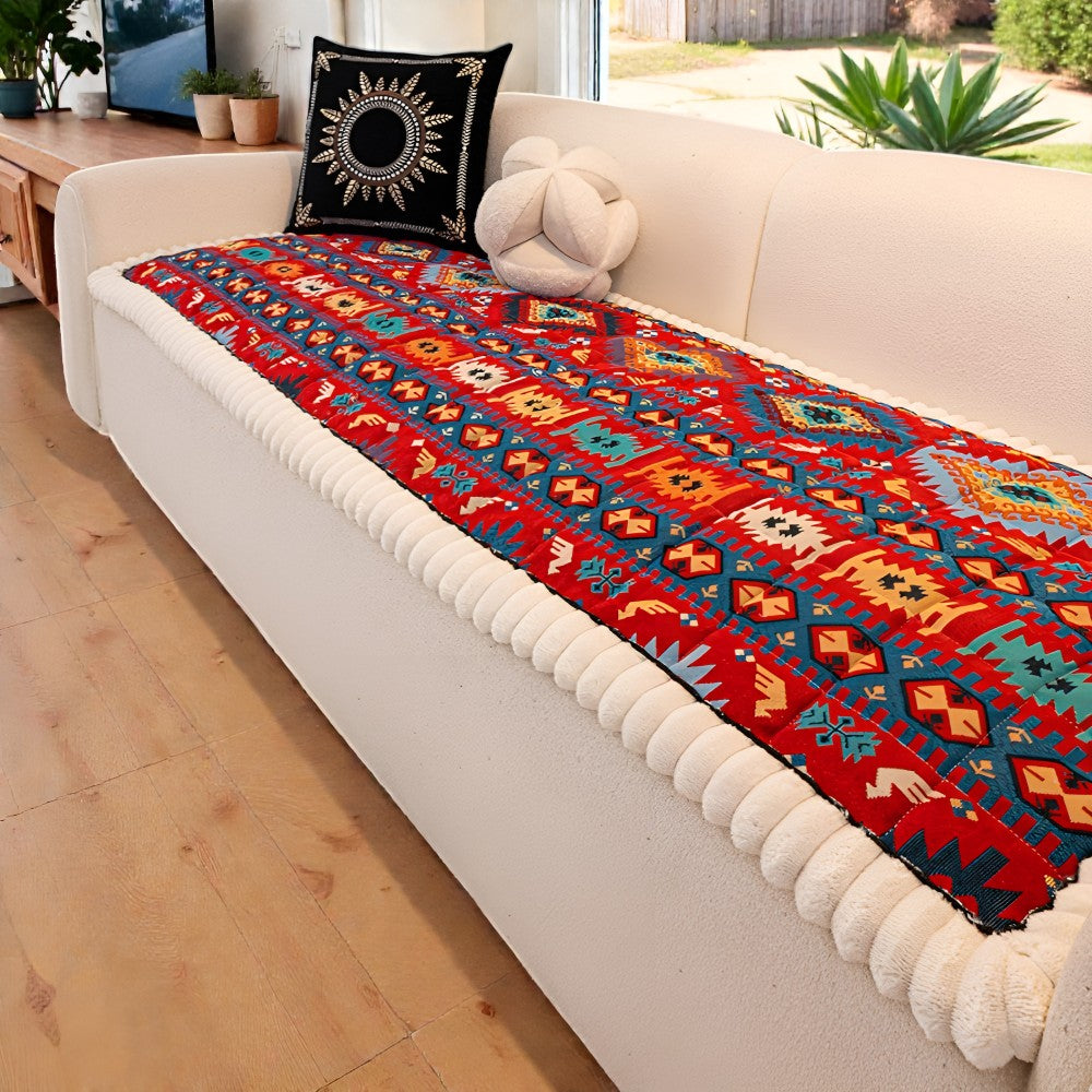 Bohemian-Inspired Quilted Slip-Resistant Sofa Protector
