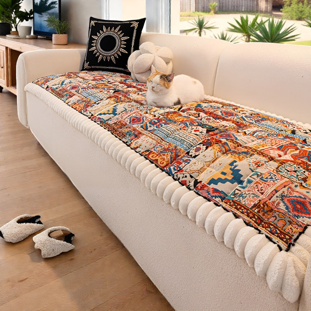 Bohemian-Inspired Quilted Slip-Resistant Sofa Protector