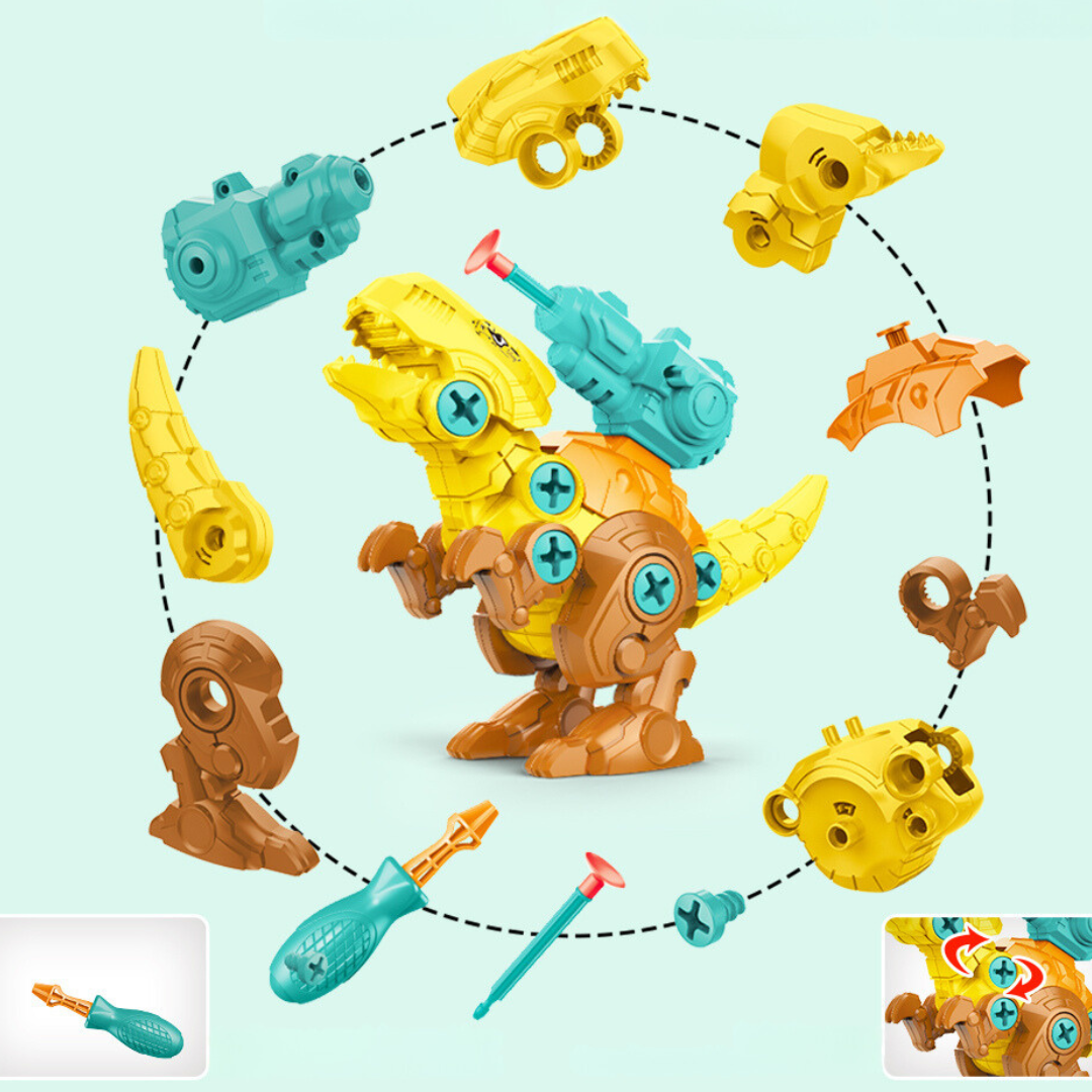 Dinosaur Screw Toy Set with Suction Cup Cannon