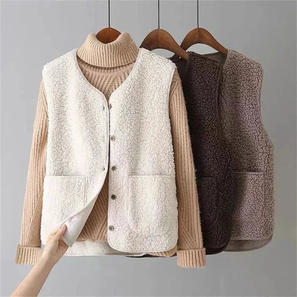 Sleeveless Button Vest for Women | Perfect for Layering in Fall and Winter