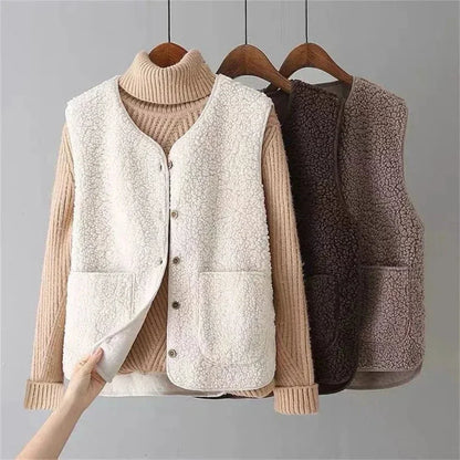 Sleeveless Button Vest for Women | Perfect for Layering in Fall and Winter