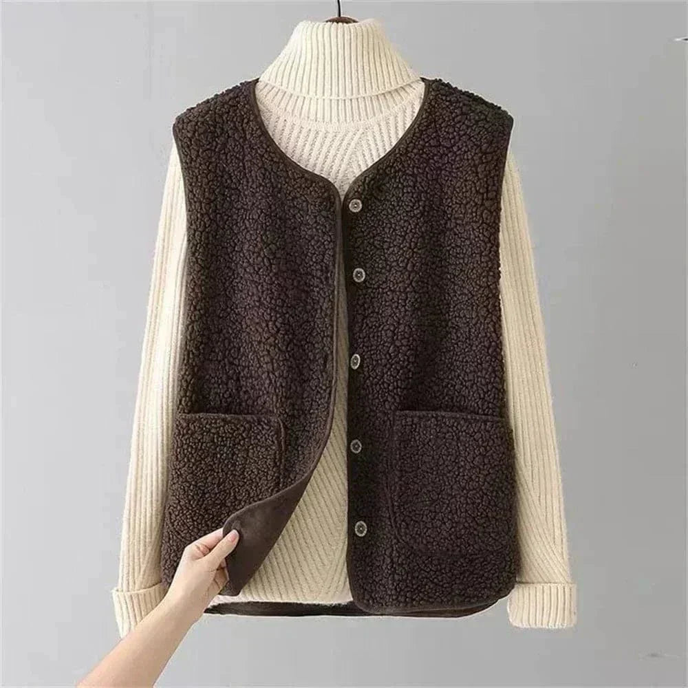 Sleeveless Button Vest for Women | Perfect for Layering in Fall and Winter