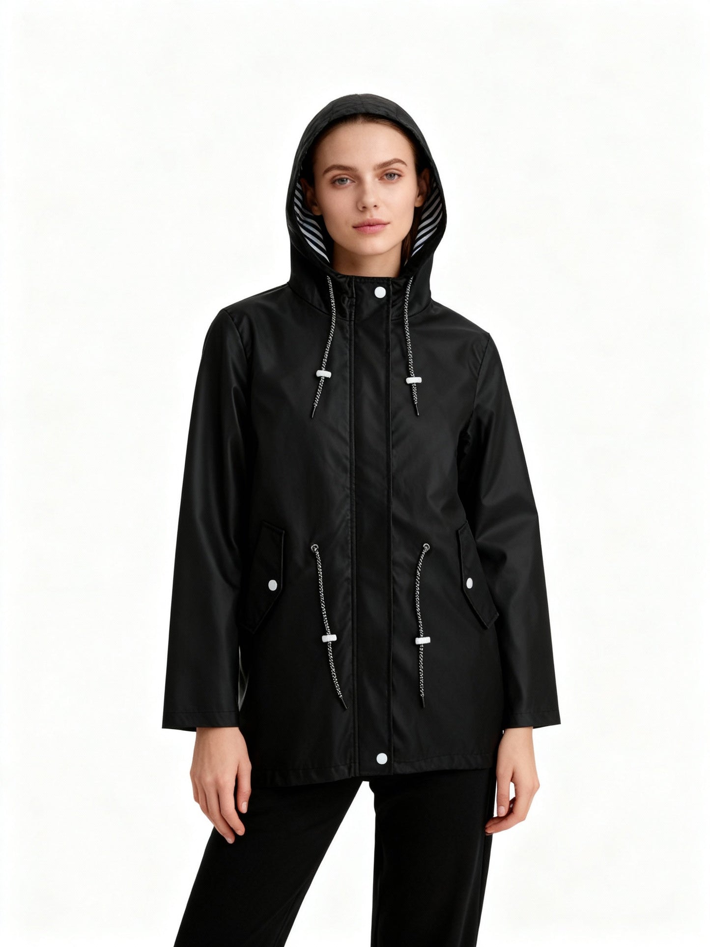 Water-Resistant Coat with Hood
