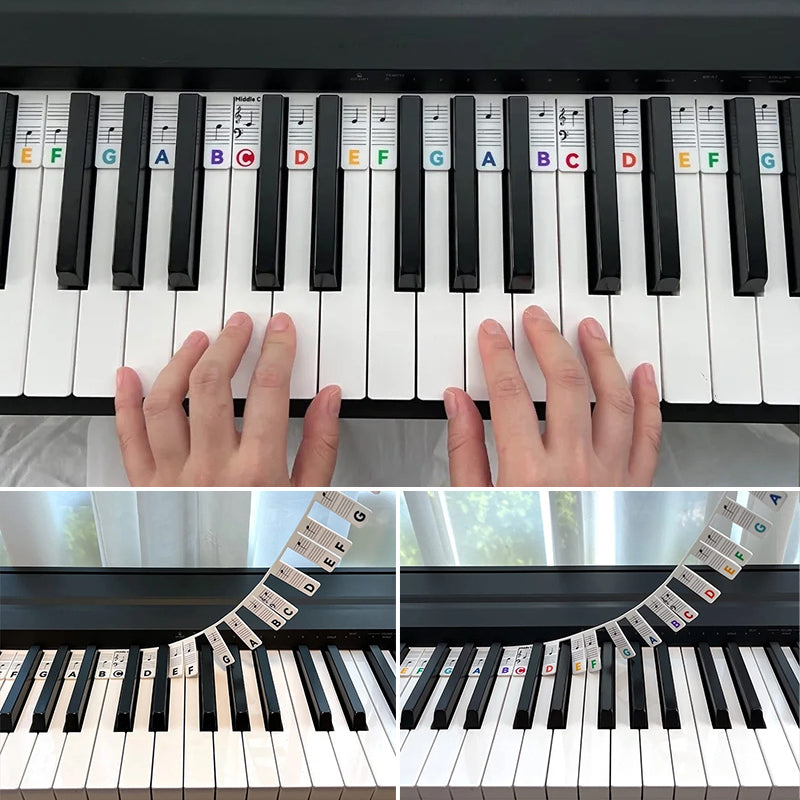 Removable Music Note Labels for Piano Keyboards