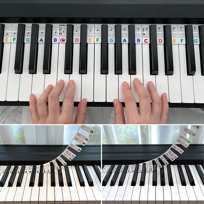 Removable Music Note Labels for Piano Keyboards
