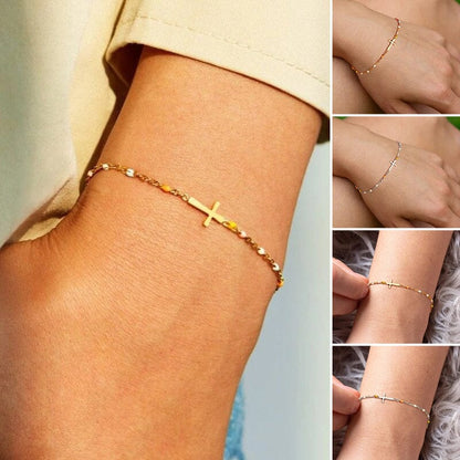 Cross Bracelet for Friendship and Faith – Adjustable in Silver or Gold – Gift Box Available