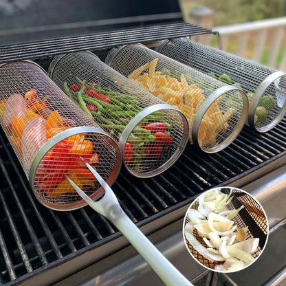 Stainless Steel 360° BBQ Grill Basket | Buy One Get One Free | Even Cooking for Meat, Vegetables & Smoking