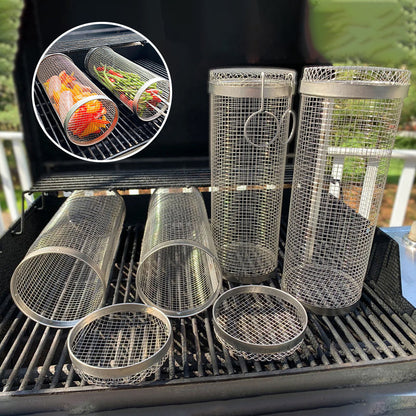 Stainless Steel 360° BBQ Grill Basket | Buy One Get One Free | Even Cooking for Meat, Vegetables & Smoking