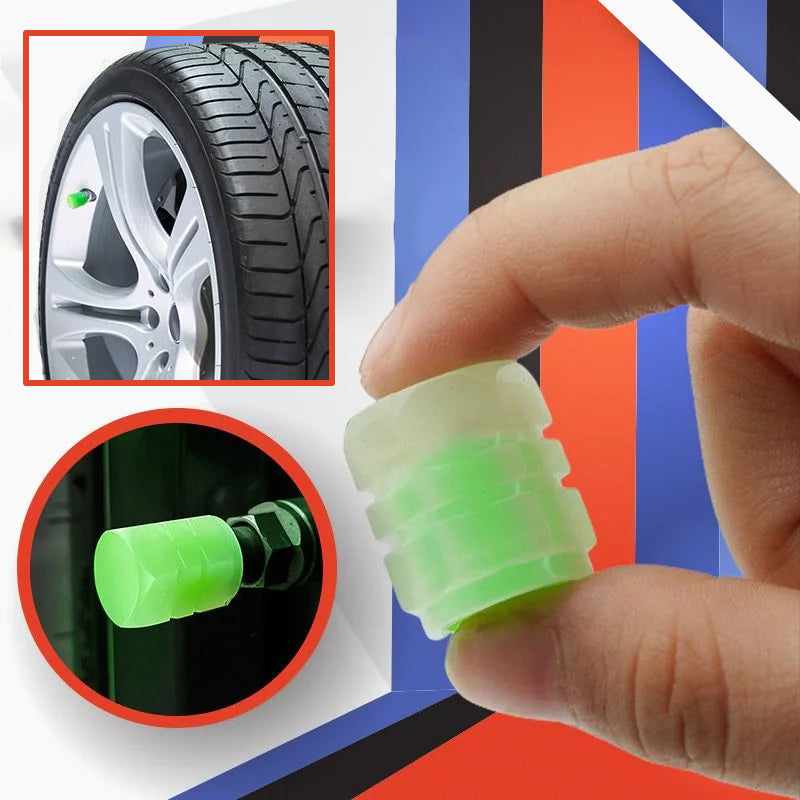 Set of 4 Universal Fluorescent Tire Valve Caps