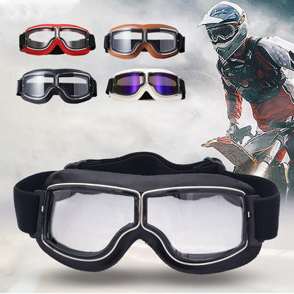 Vintage Motorcycle Goggles with Interchangeable Lenses and Padded Comfort